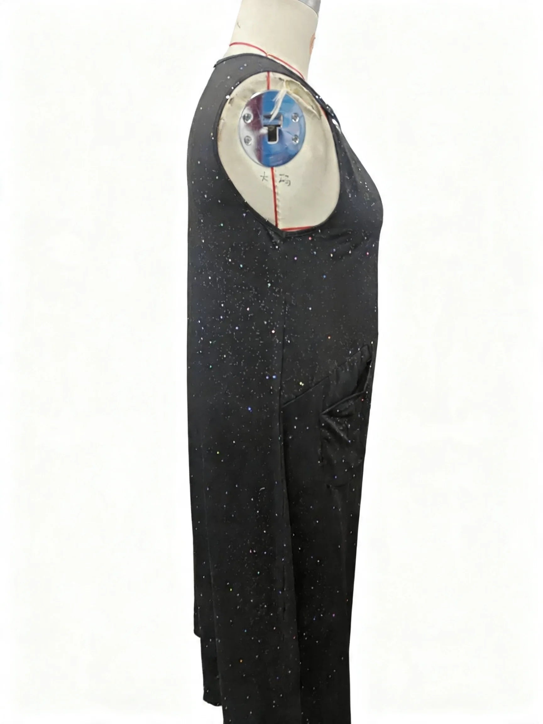 plus Size European And American Cross-Border Spring/Summer New Style Women's Solid-Color Powder-Sprinkled Dress