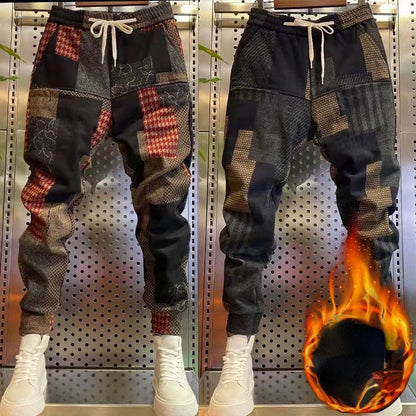 Plush Wool  New Men's SUMMER Winter Six Pocket Small Foot Casual Trousers Elastic Harem Trousers Loose Baggy Pants