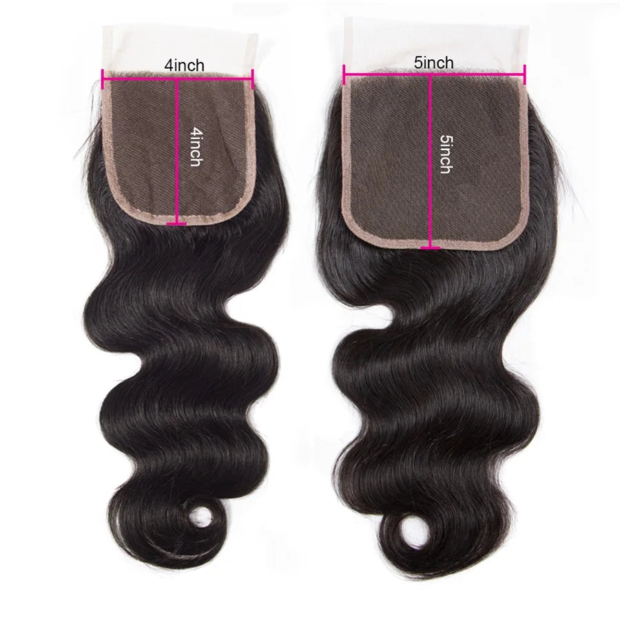 Raw Brazilian Body Wave Bundles With Closure Human Hair Weave Unprocessed Remy Hair 4x4/5x5 Lace Closure With 3/4 Bundles