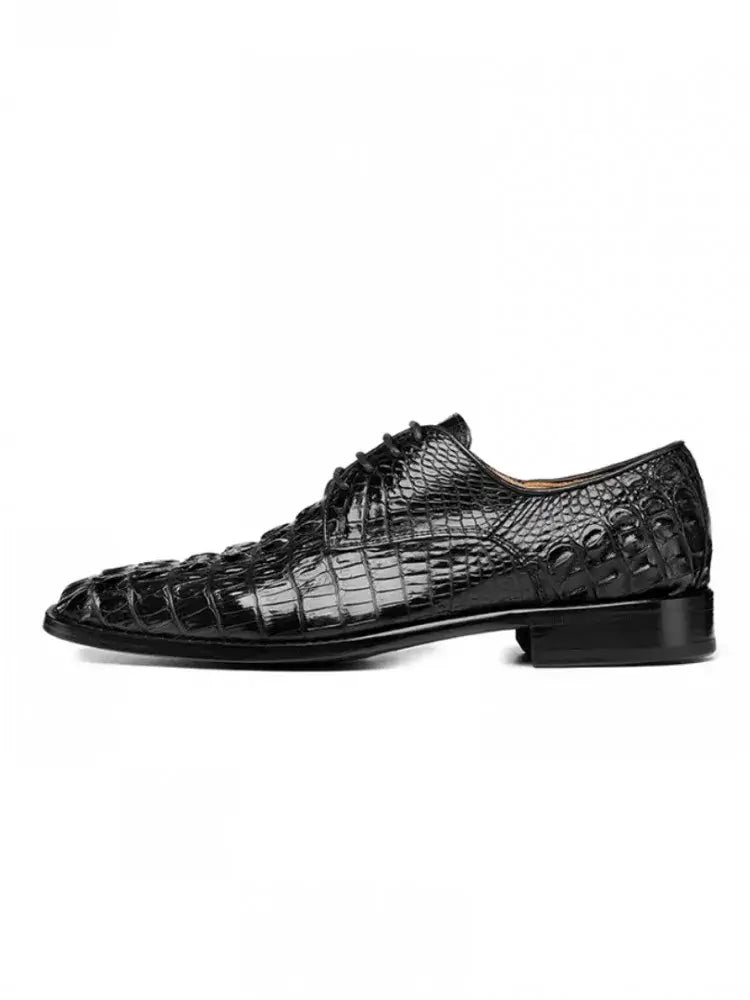 Business Casual Herren Krokodilhaut Echtes Leder Anzugschuhe Spitz Zehen Schnürsenkel Luxus Britischer Stil Herren Derby Schuhe Größe 45