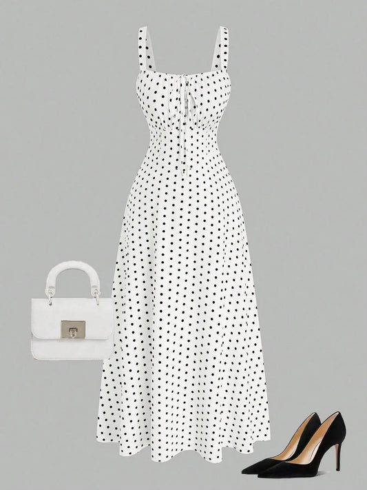【Große Größen】 Polka Dot Print Kleid, lässiges ärmelloses Kleid für den Sommer, Damenbekleidung in großen Größen für den Alltag