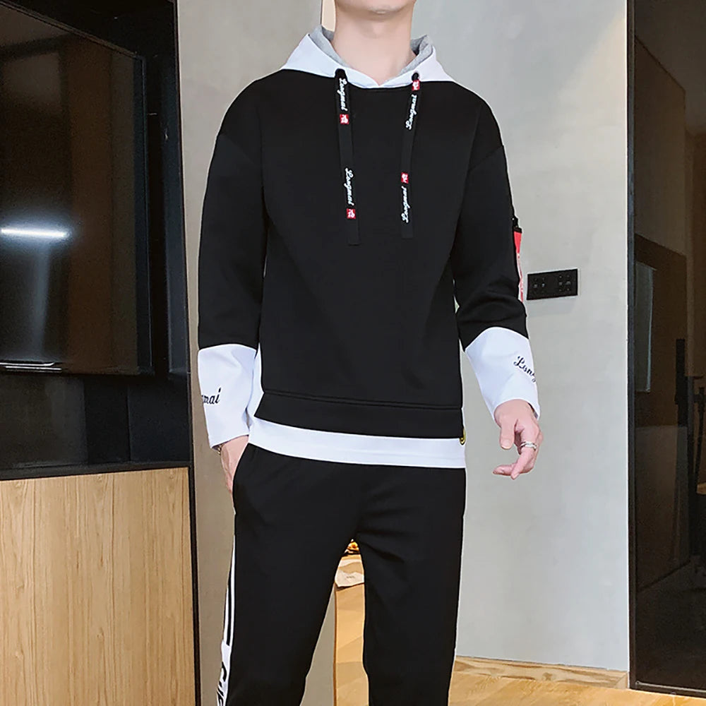 Men's Hoodies Luxury Sweatshirts Casual Sport Hoodie Fake Two Piece Pullover Long Sleeve Embroidery Tops