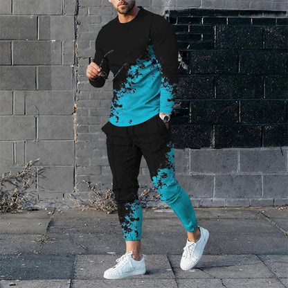 Autumn Tracksuit Long Sleeve T Shirtsweatpants Suit Men Streetwear Vintage Sweatshirt 3D Men Clothing 2 Piece Sets