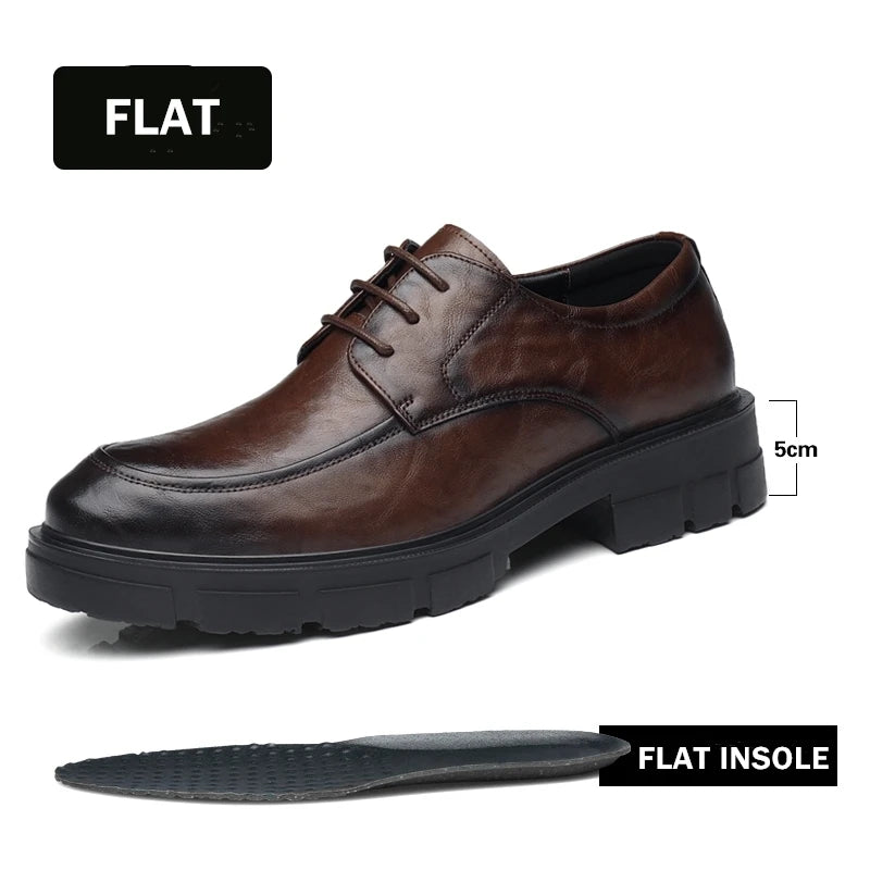 Men Dress Elevator Shoes Platform Breathable Lift Casual Business Luxury Genuine Leather Heightening Shoes 5/8/10CM Taller Male