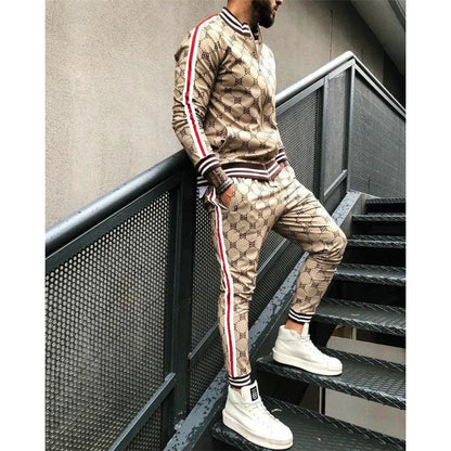 Spring and autumn new trend brand men's suits 3D printing casual wear BB letters fashion zipper jacket tops trousers