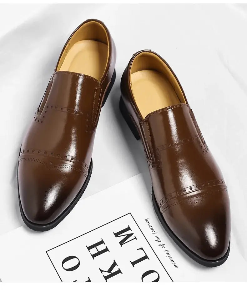 Big Size Dress Shoes for Men Solid Color Summer Autumn Fashion Business Casual Shoes Male British Style Cow Leather Shoe Man
