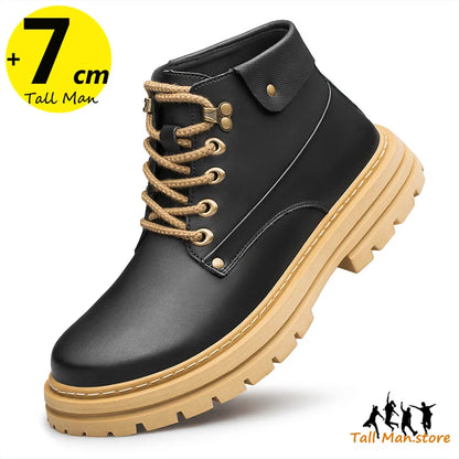 Man Elevator Oxford Chunky Shoes Men Chelsea Boots Leather Ankle Sneakers  Plus Size 37-48