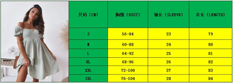 Women Sexy Dress Summer Ladies Beach Swing Off Shoulder Sundress Soild Casual Loose Pleated A-line Sun Dress