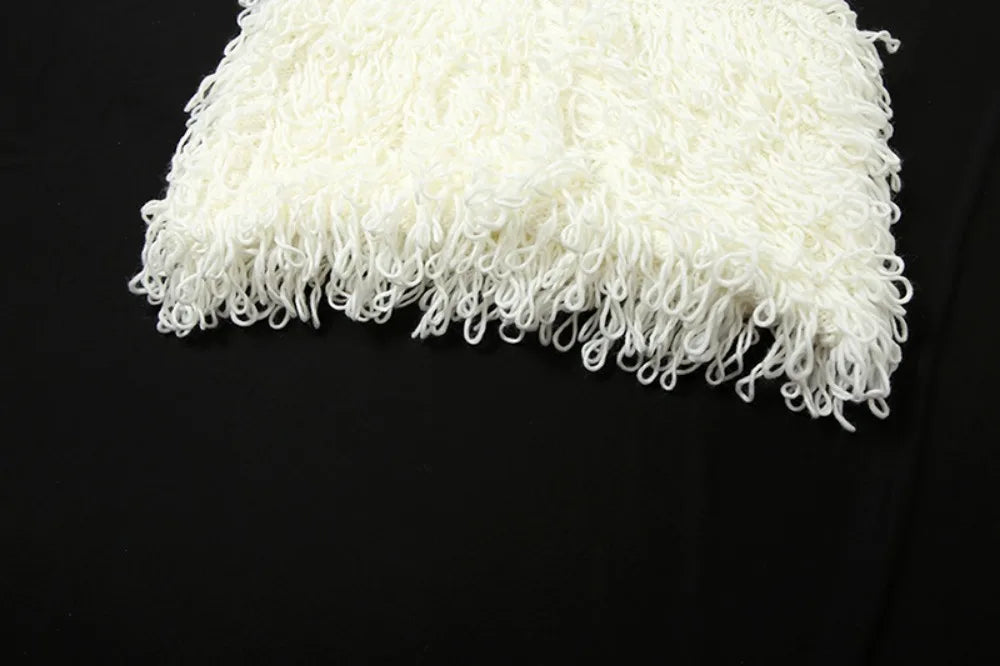 FAGADOER Fashion Tassels Hollow Out Splicing Mini Dresses 2024 Women Round Neck Sleeveless Slim Vestidos Elegant Lady Clothing