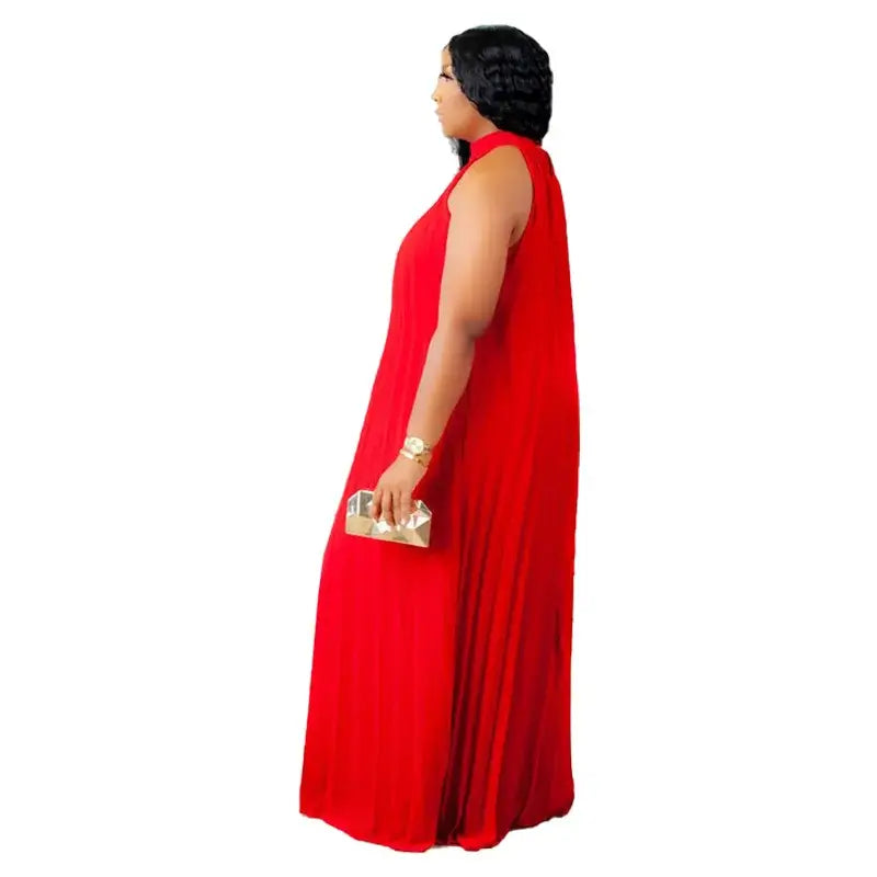 Wmstar Damen Übergröße Langarmkleid Ärmellos Bandage Neckholder Hohl Gesplitzt A-Linie Maxikleider Outfits Großhandel Dropshipping