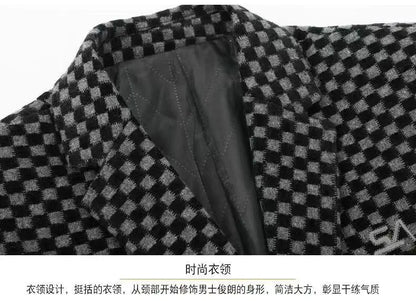 Winter Add Velvet Woolen Suit Jackets Men Thick Warm Wedding Blazers Brand Casual Business Dress Coat Social Office Streetwear