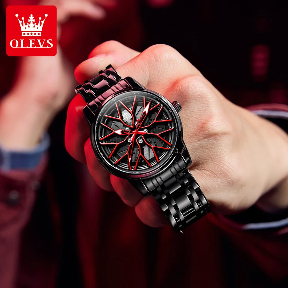 OLEVS Watches Man 3701 New High Quality Original Mens Luck Flywheel Quartz Watch 30M Waterproof Sports Watches For Men Reloj