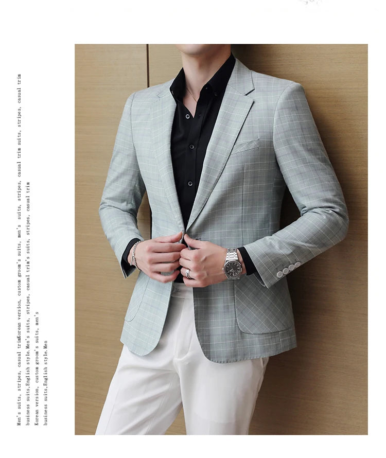 2024 New High-end Men's Two-button Suit Fashion Matching Handsome Casual Dating Slim Suit Single West Coat  Gucci Blazer Men