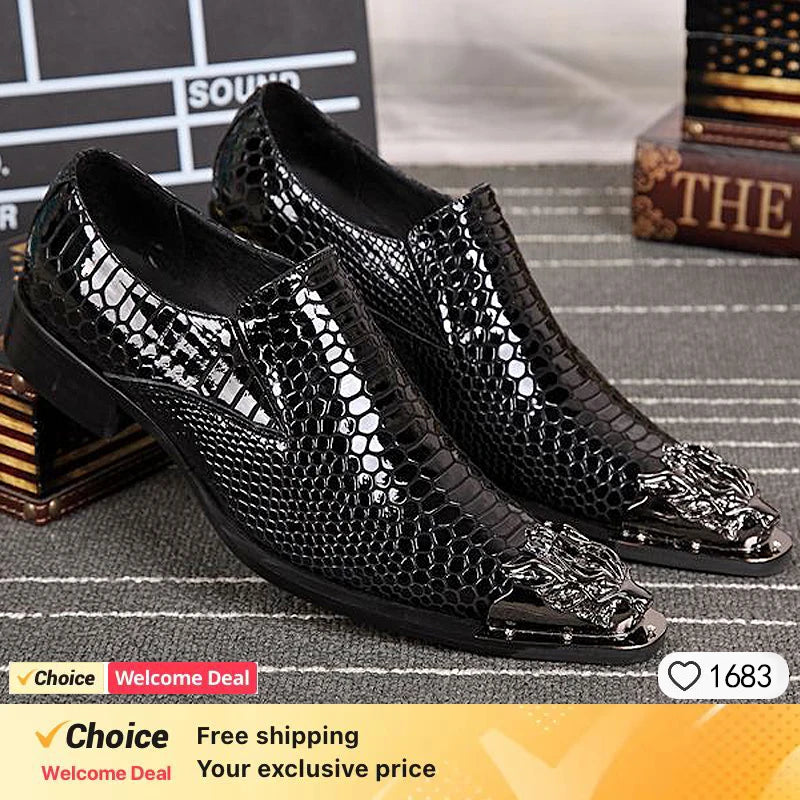 new genuine leather pointed toe metal tip crystal  handmade men leather dress shoes fashion hairdresser big size shoes 13