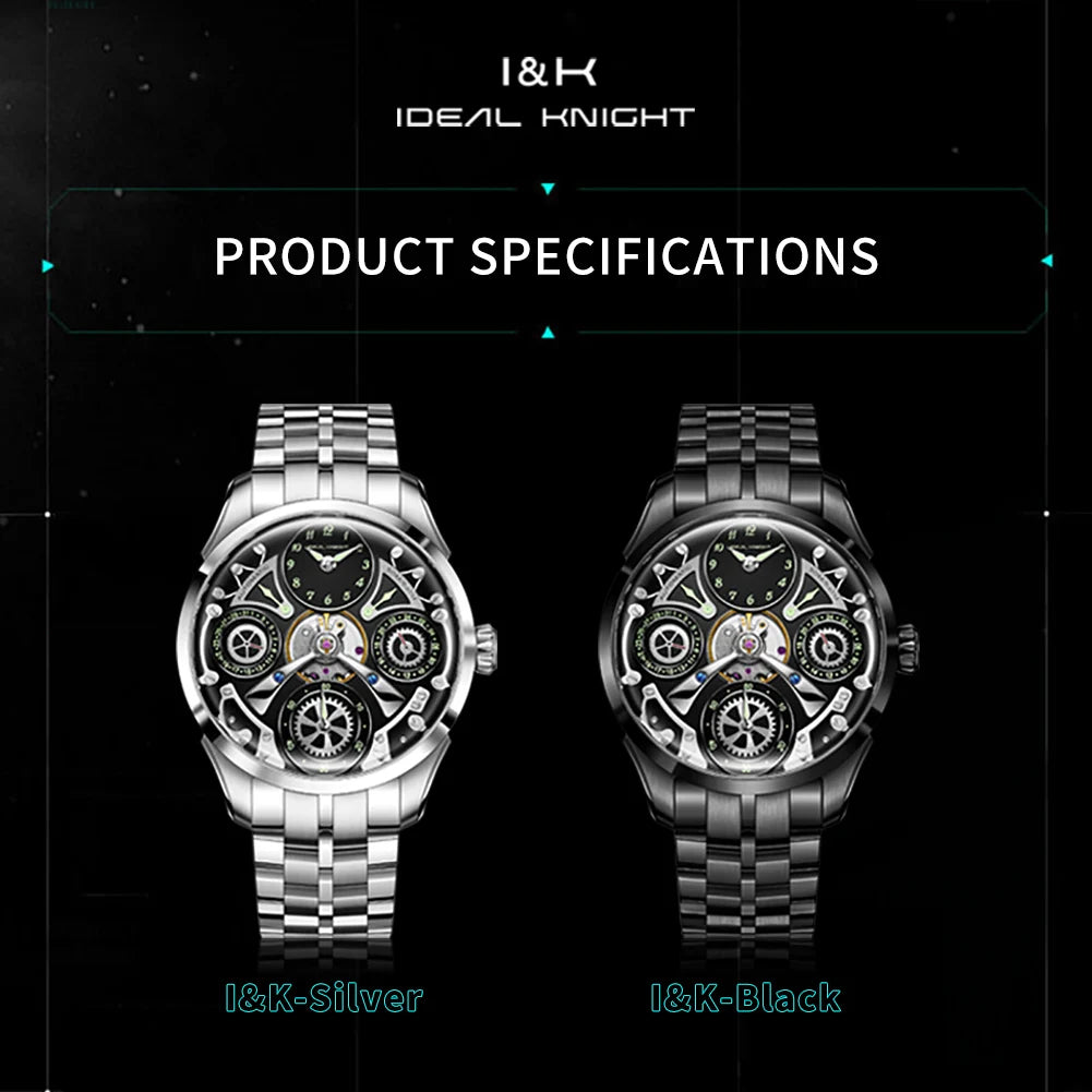 IDEAL KNIGHT 6820 Watches For Man High Quality Tourbillon 50M Waterproof Mechanical Watch 316 Stainless Steel Luxury Man Gifts
