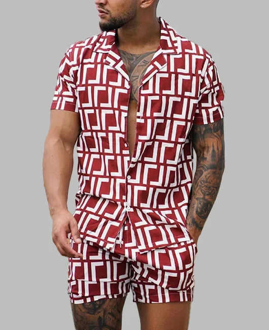 Hawaiian Vacation Suits Men's Summer Lapel Short Sleeve Shirt Shorts 2-piece Sets Fashion Streetwear Male 3D Print Casual Outfit