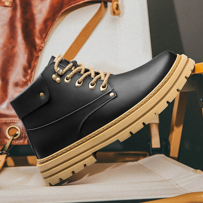 Man Elevator Oxford Chunky Shoes Men Chelsea Boots Leather Ankle Sneakers  Plus Size 37-48