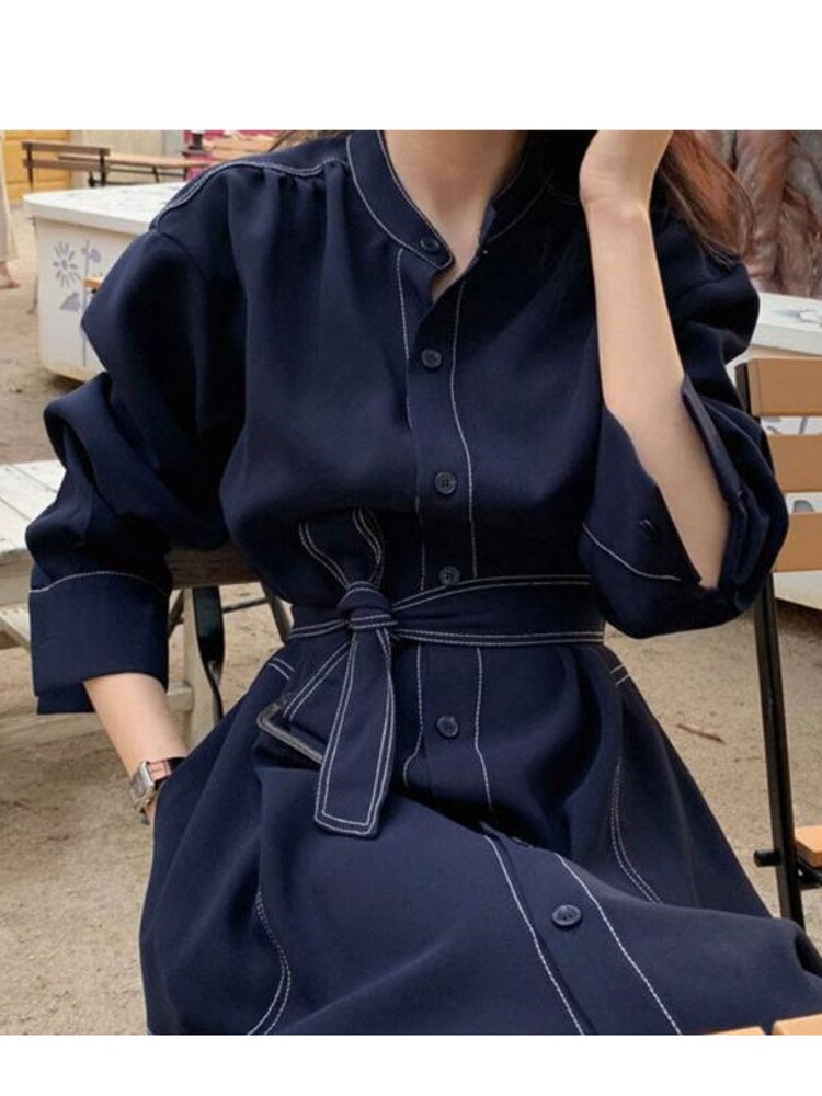 2023 Spring And Autumn New Korean Dress Female Fashion Temperament Loose Thin Medium And Long Windbreaker Coat Fashion Vestido