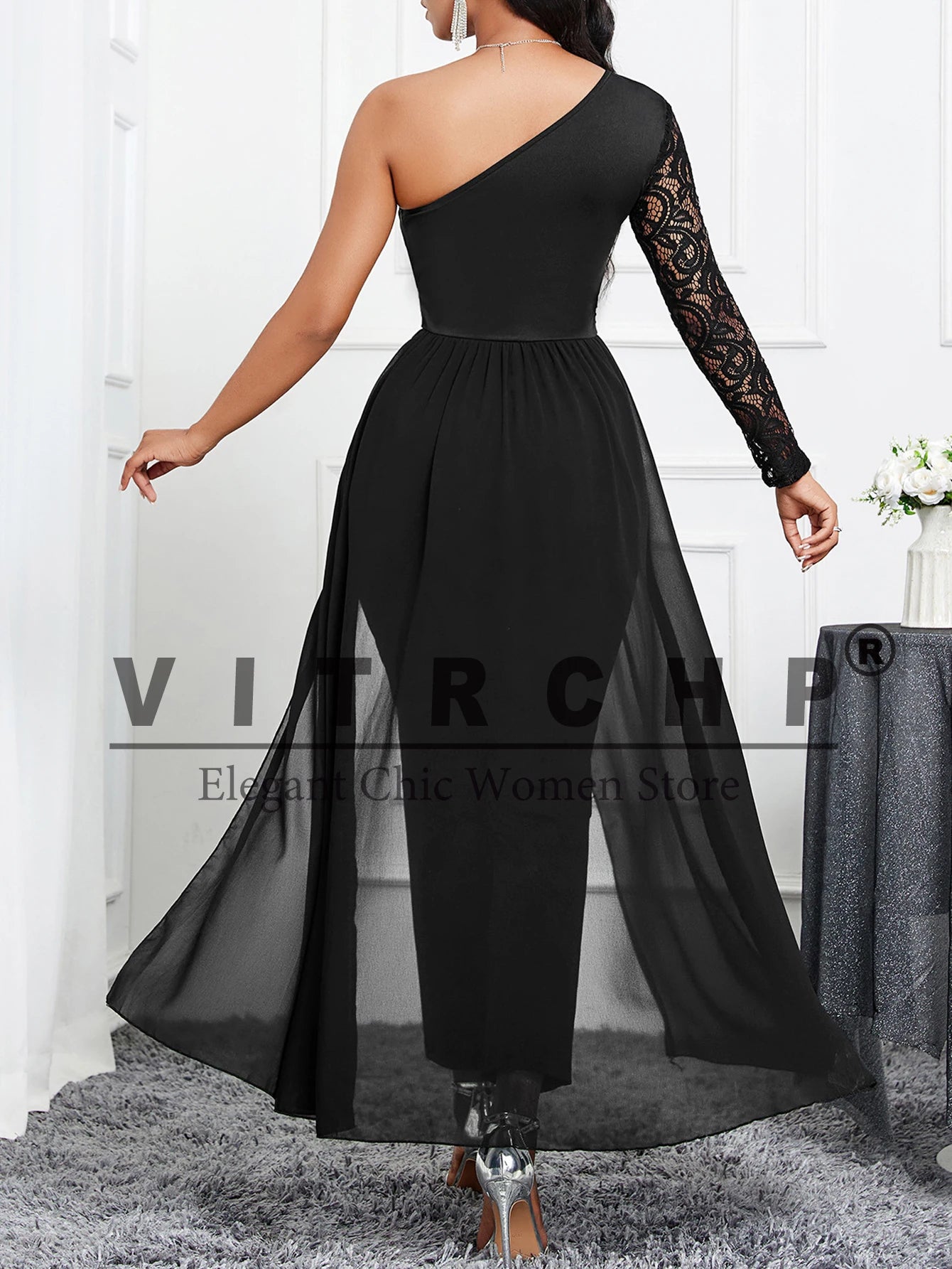 VITRCHP 2024 Summer Women's Sexy Round Neck Mesh Sleeveless Jumpsuit with Belt New Fashion Rompers Womens Jumpsuit