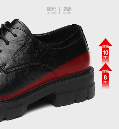 5 8 10 Cm Heel Shoes Men Fashion Casual Cow Leather Men's Dress Shoes British Breathable Groom Platform Wedding Shoes Male
