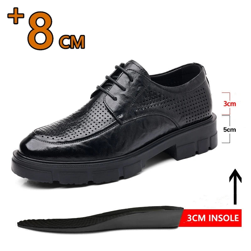 Men Dress Elevator Shoes Platform Breathable Lift Casual Business Luxury Genuine Leather Heightening Shoes 5/8/10CM Taller Male