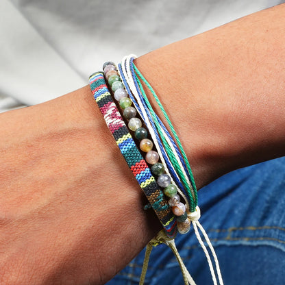 3pcs Bohemian Adjustable Hand Woven Bracelet Colorful Summer Bracelet Beach Bracelet Bohemian Jewelry