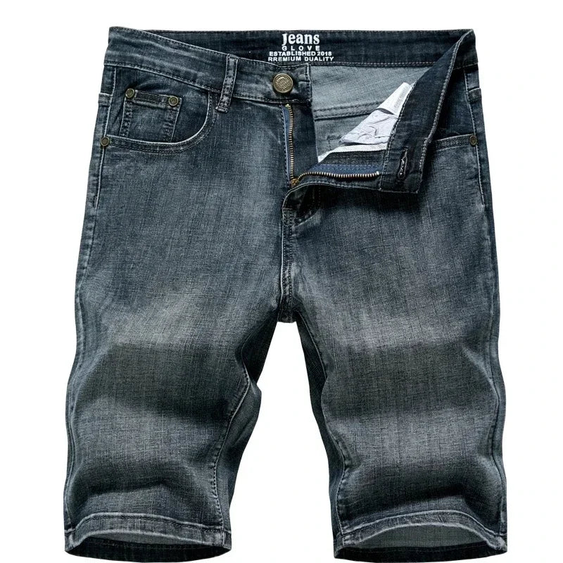 2025 Summer New Men's Denim Shorts Classic Black Blue Thin Section Fashion Slim Business Casual Jeans Shorts Male Brand