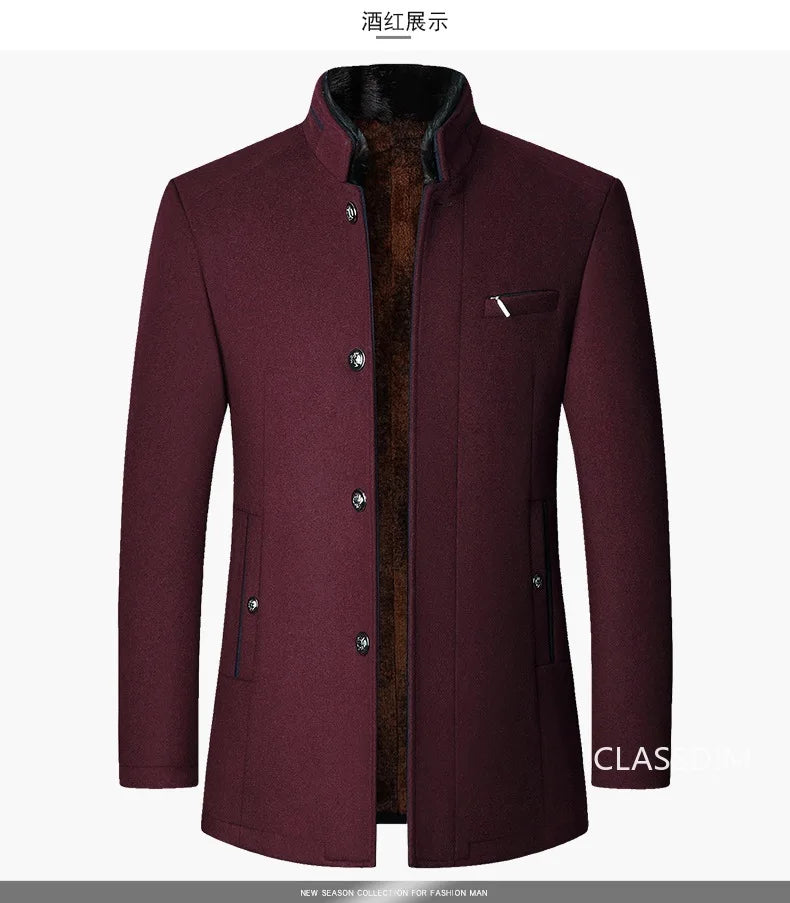 Men Woollen Trench Coats Cashmere Blazers Jackets Stand-up Collar Business Casual Suits Coats Male Winter Jackets and Coats 4