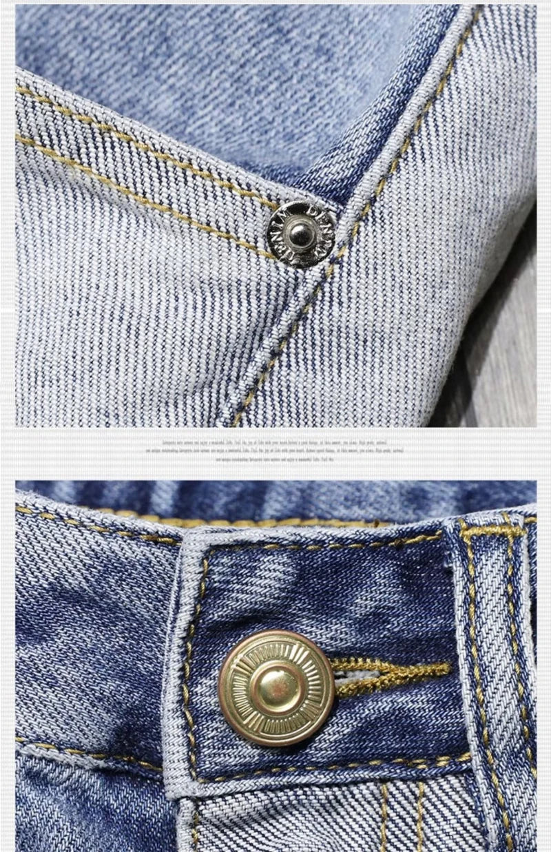 2025 Mens Distressed Denim Shorts Summer Washed Ripped Patchwork Paint Splatter Slim Fit Five Inch Jeans Y2K Vintage Hip Hop Fas