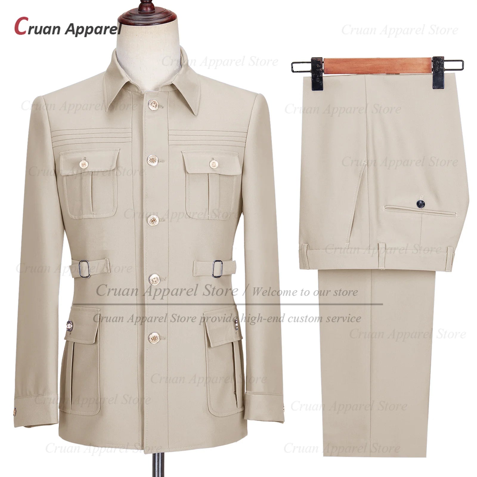 Fashion Men Suit Sets Costumes Formal Chinese Tunic Suit Blazer Pants 2 Pieces Tailor-made Wedding Business Prom Slim Fit Tuxedo