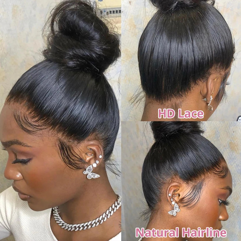 Full 360 HD Lace Frontal Human Hair Wigs PrePlucked For Women Brazilian Bone Straight 13x6 Transparent Lace Front Human Hair Wig