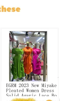EGRM Miyake Pleated Maxi Long Dress Solid Ruffles Full Sleeve with Belt Formal Dresses for Women  Summer New Hot Sales 8R295