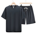 T Shirt Men Set Shorts Suit Oversize 6XL 7XL 8XL Plus Size Quick Dry Silk Short Sleeve Summer T-shirts Fashion Sportswear Loose