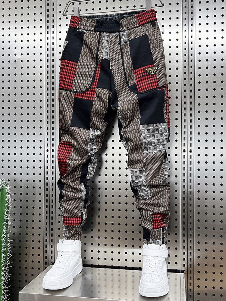 Pantaloni de jogging pentru bărbați, brand de designer, hip hop, îmbrăcăminte de stradă, nou în modă, pantaloni largi în carouri, cu flori, pantaloni de sport casual Harajuku, în aer liber