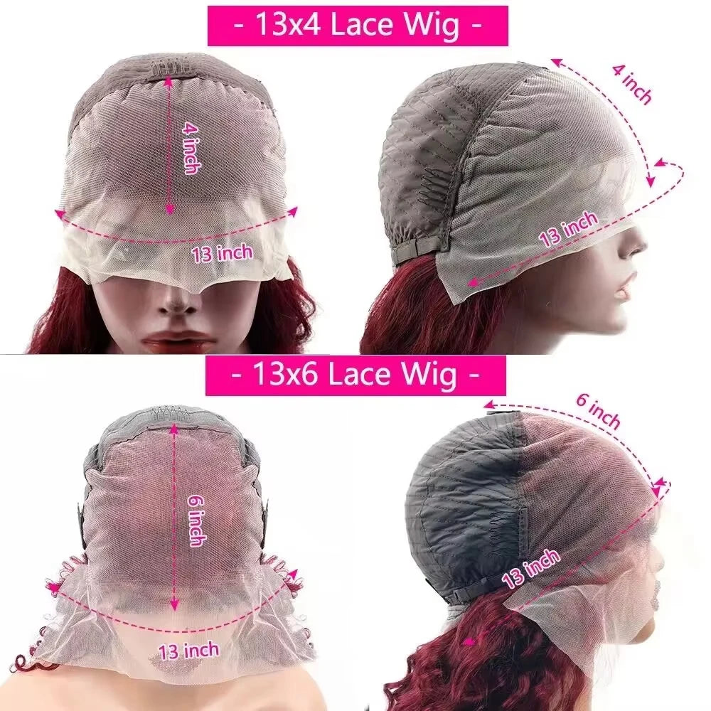 99J Burgundy Lace Frontal Wig 13x6 Body Wave Lace Front Wig HD Transparent Lace Frontal Wig Human Hair Pre Plucked Red Color