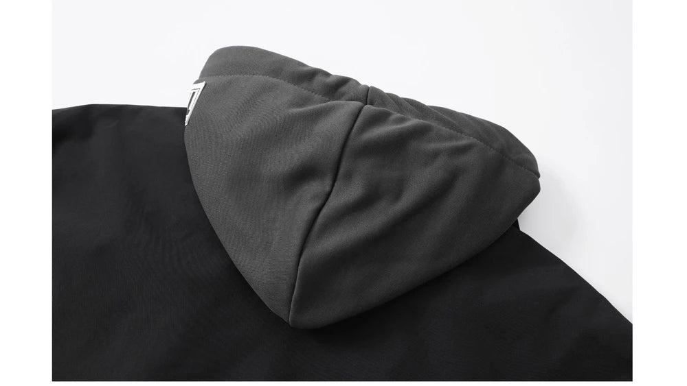 Autumn Winter Men's Bomber Jackets Fashion Men Mock Two-piece Hooded Cardigan Coats Men Windbreaker Loose Baseball Jackets 4XL