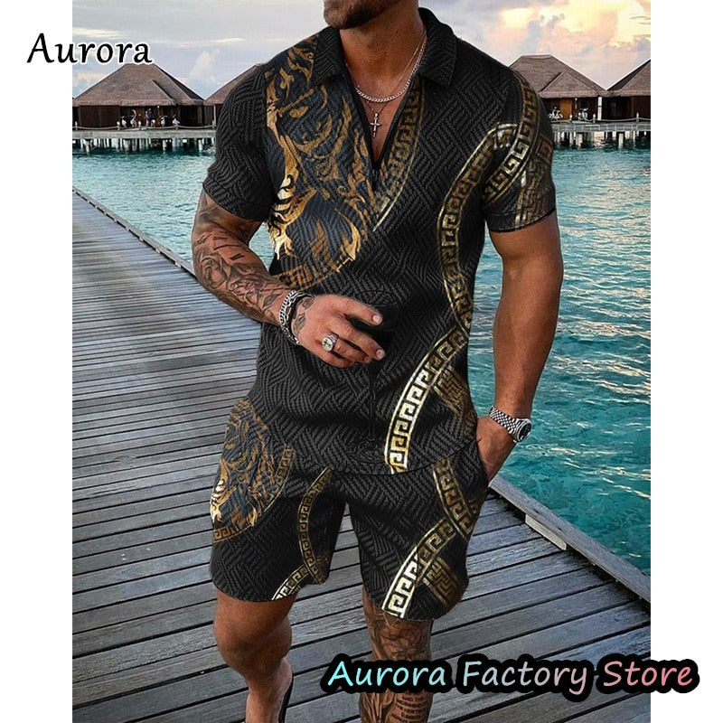 Luxury Men&#39;s Polo Set Summer Vintage Tracksuit Casual Stylish Outfit Male Polo Shirt Suit Hawaii Style Clothing New Streetwear