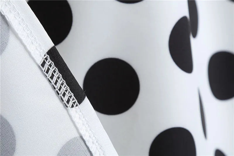 Black White Polka Dot Summer Dress Women Sleeveless Vintage 50s 60s Party Office Dresses