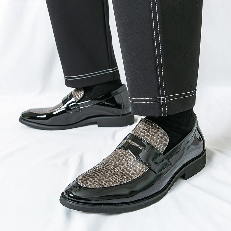 Slipper Schuhe Herren Color Blocked Business Freizeit Mode Rundkopf Formelle Hochzeitsschuhe