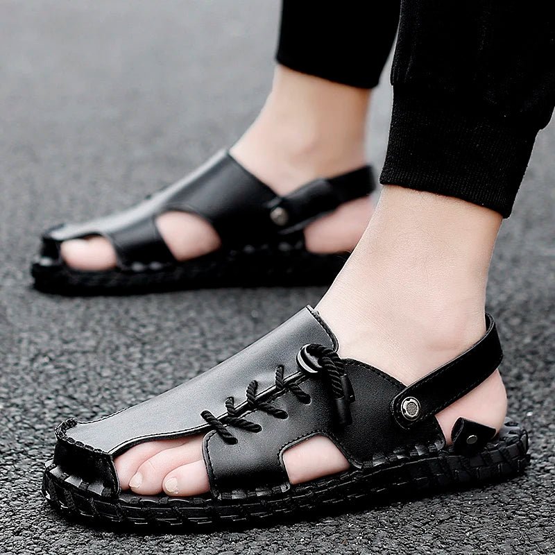Summer Lightweight Comfortable Sandals Casual Shoes Genuine Leather Outdoor Beach Sandals Breathable Shoes Men Sandals Slippers