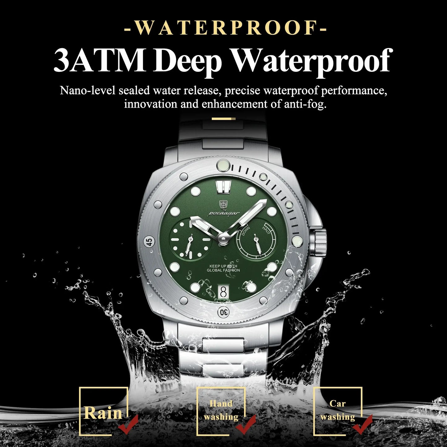POEDAGAR Luxus Herren Armbanduhr Top Leuchtend Wasserdicht Datum Herrenuhr Hochwertige Edelstahl Herren Quarzuhren Männlich+Box