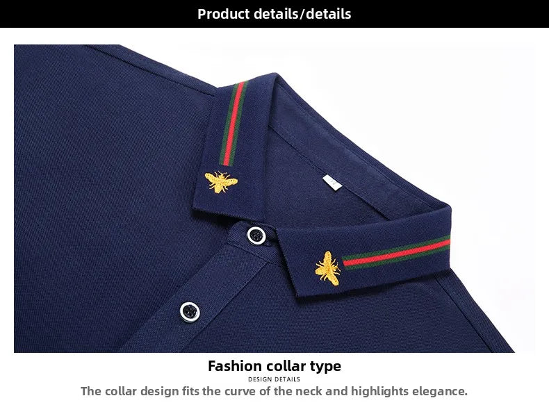 Design Brand Quality Men's Polo Shirt Lapel Bee Embroid Short Sleeved New Summer T-Shirt Business Classic Fashion Trend Menswear