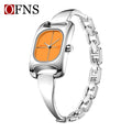 OFNS 5518 New women's watch high-end alloy niche ladies' square watch 3D studded waterproof quartz watch