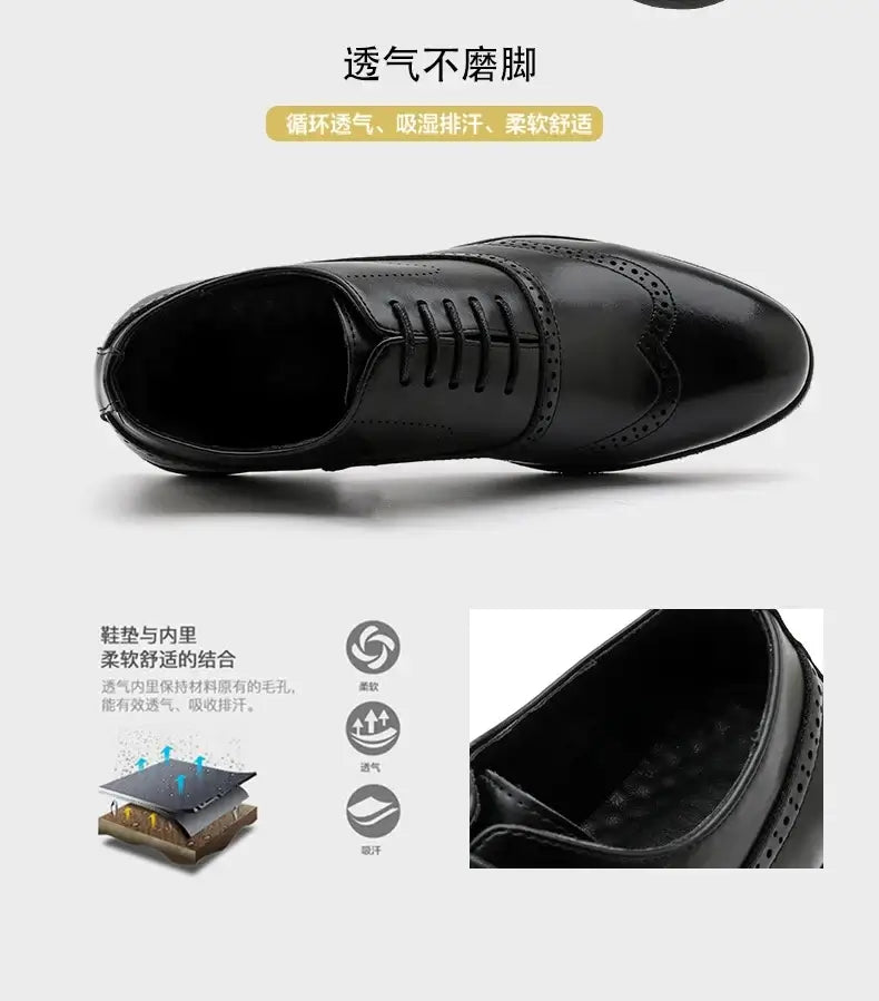 Herren Schwarze Brogue Oxford Schuhe Formelle Anzugschuhe für Business Hochzeit Rote Sohle Bequeme Schnürschuhe