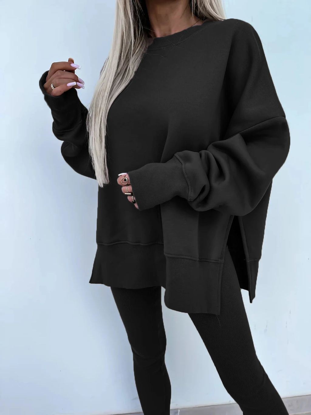 Spring summer  new Shirt  casual loose-fitting sweater tight pants 2 piece suit sets for women 2 pieces trousers sets