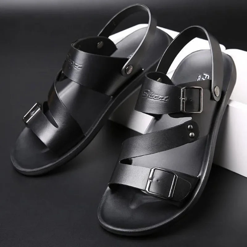 Men's Sandals Leather Luxury Brand New 2024 Summer New Shoes for Men Flats Casual Non-slip big size Man Beach Sandalia De Hombre