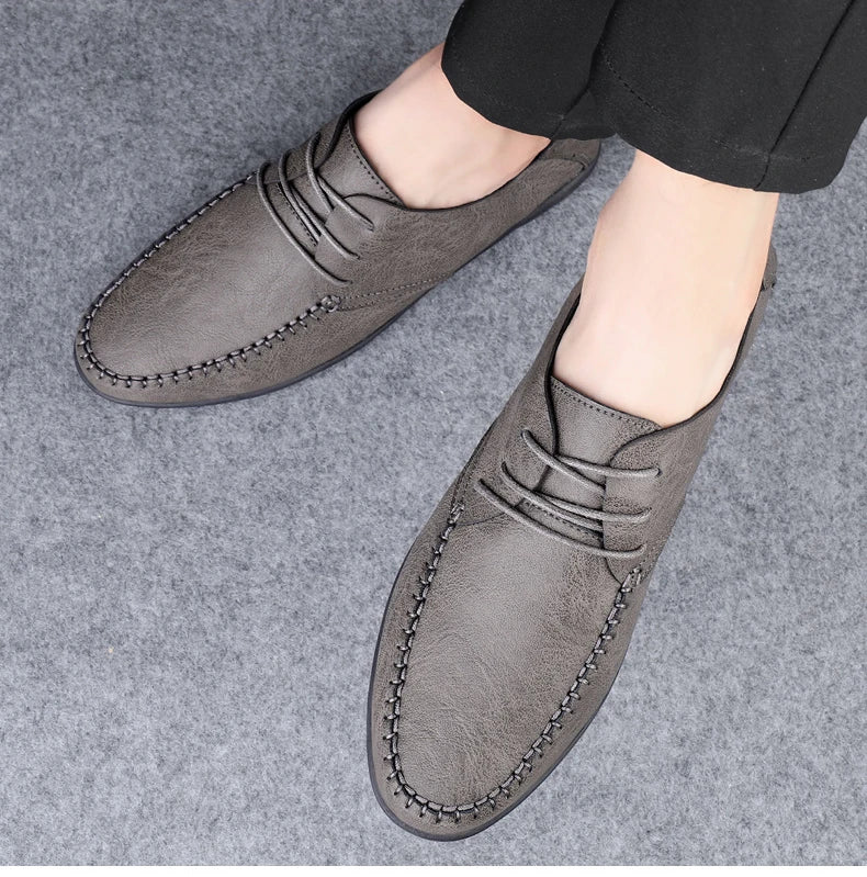 Leather Men Shoes Fashion Formal Men Shoes Moccasins Italian Breathable Male Driving Shoes Black Plus Size 38-47