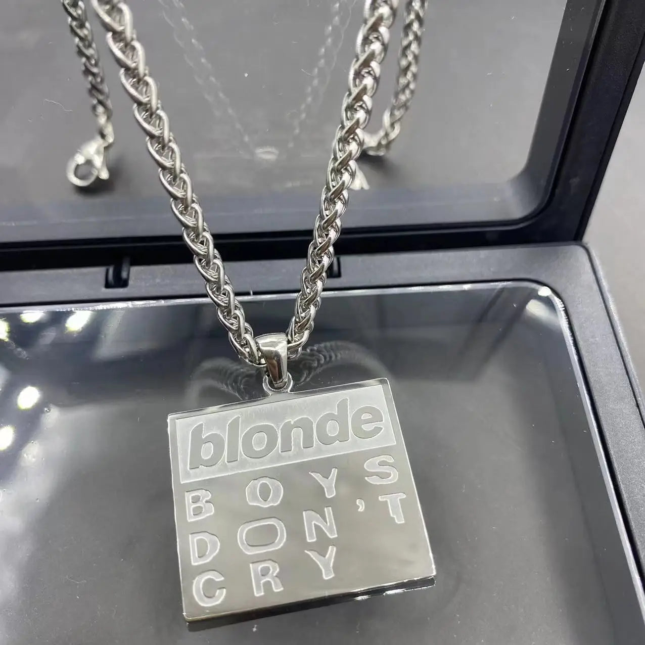 Hip Hop Stainless Steel Letter Necklace Titanium Steel Fashion Men's and Women's Sweater Chain Jewelry Accessories Collection