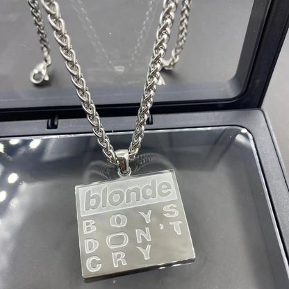 Hip Hop Stainless Steel Letter Necklace Titanium Steel Fashion Men's and Women's Sweater Chain Jewelry Accessories Collection