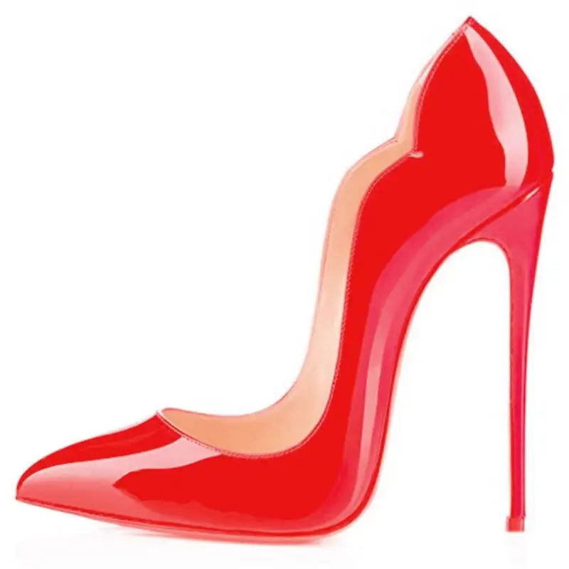 Black sexy high heels for women  new high-end super high heels 12cm pointed versatile professional red sole single shoes